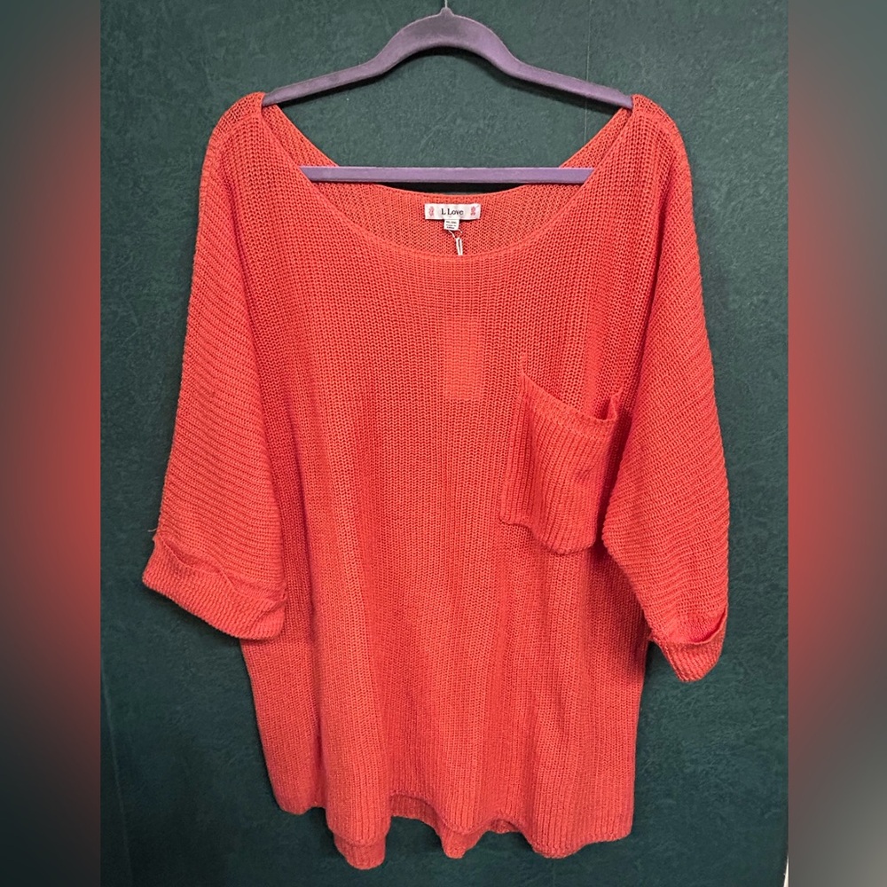 NWT L Love 1XL/2XL Orange Knit Sweater